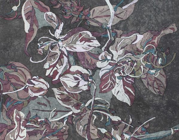張惠菱《夜桃》膠彩 ，35x27cm，2023