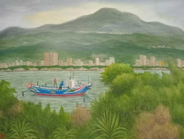 林俊寅_觀音山遠眺（ 淡水）_對開 （56×76 公分）_2014油畫_0