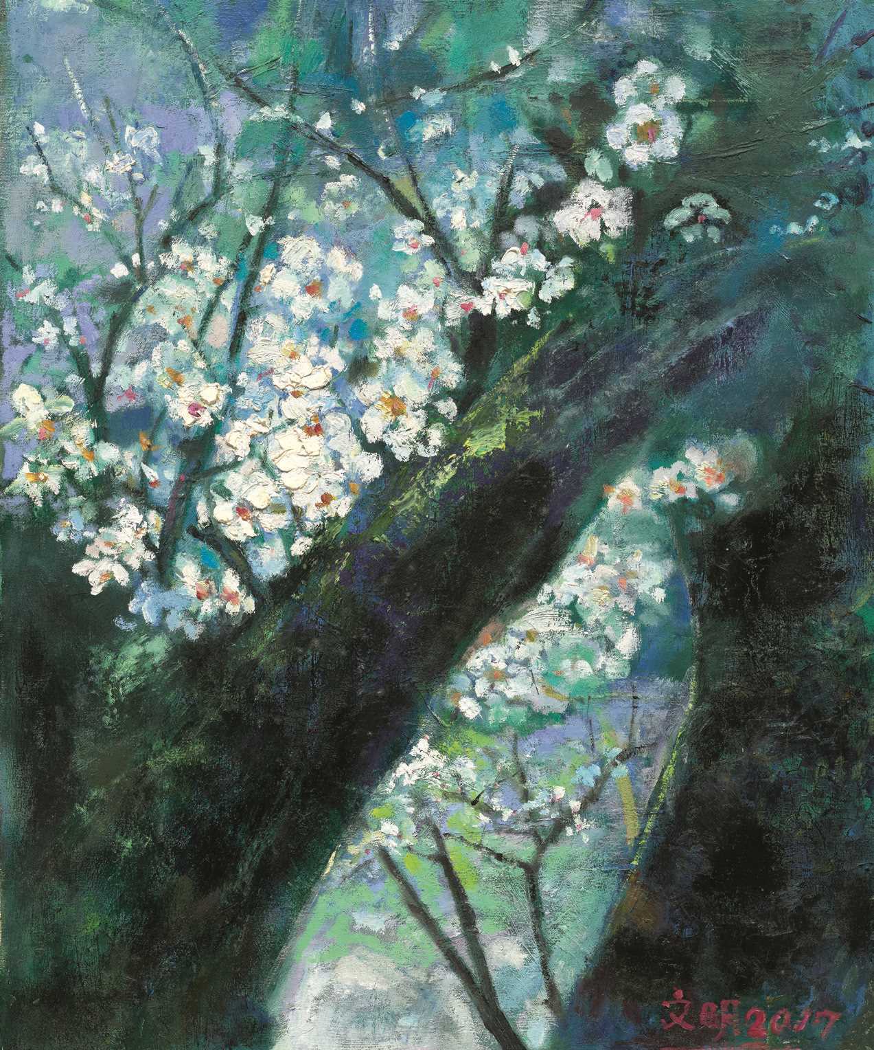 賴文明《梅花》 2017年 65×53公分 油彩