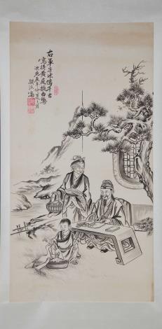 陳穎派《羲之愛鵝》 2000年 88×186公分 絹本水墨