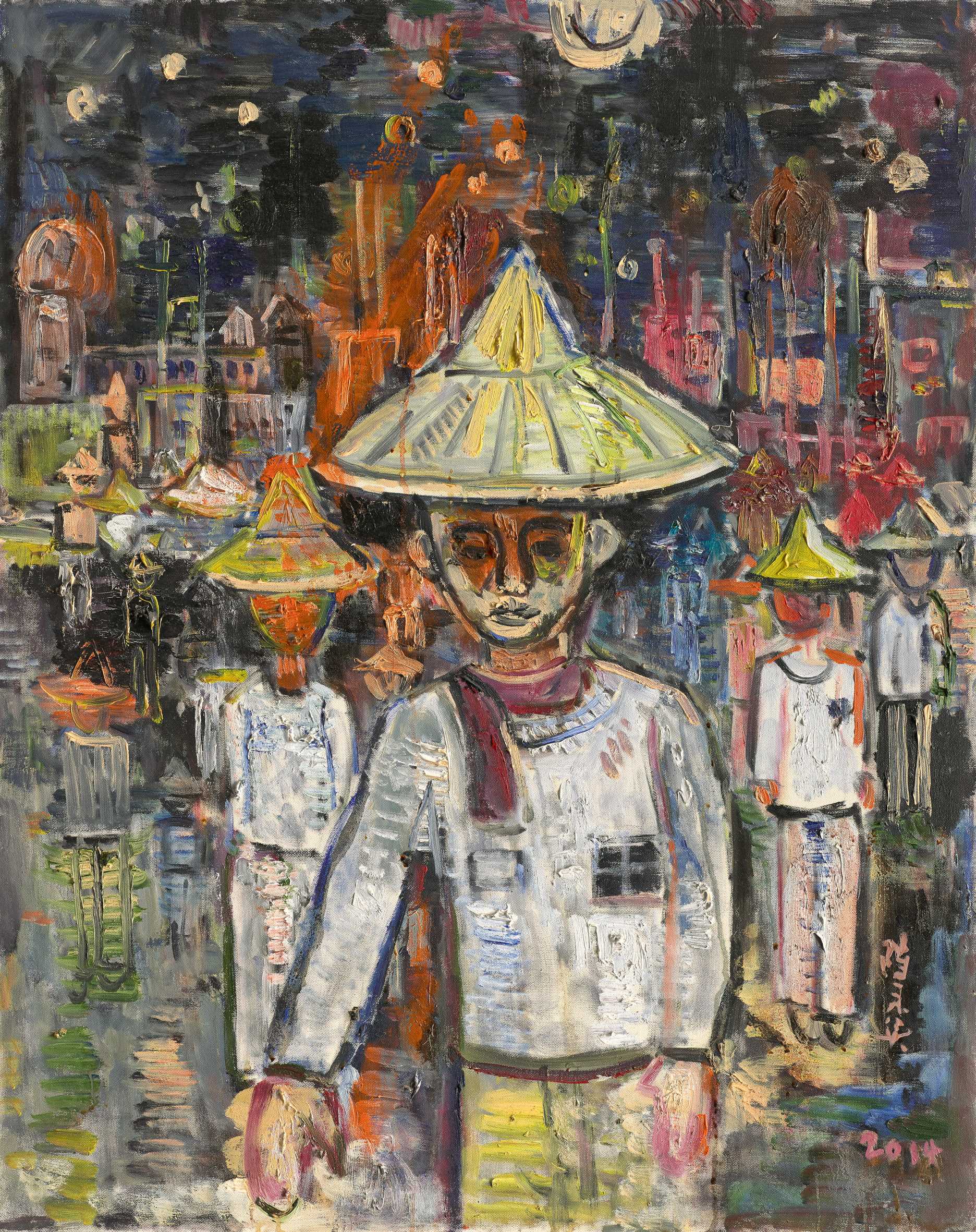 陳來興《人民作主志工行踏》 2014年 91×65公分 油彩
