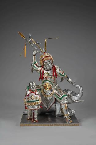 陳志昇《吉慶神將》  2020年  70×48×100公分  銅、錫複合金屬_圖片替代文字