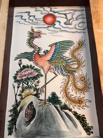 6_陳敦仁 「台中 樂成宮濕壁畫」 《鳳凰》 2018年  石灰、水墨、礦物色粉、水膠（牛皮膠）_圖片替代文字