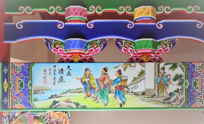 2_陳敦仁 「神岡新庄 新和宮」之《大禹清廉》 2021年  水墨、礦物色粉、桐油_圖片替代文字