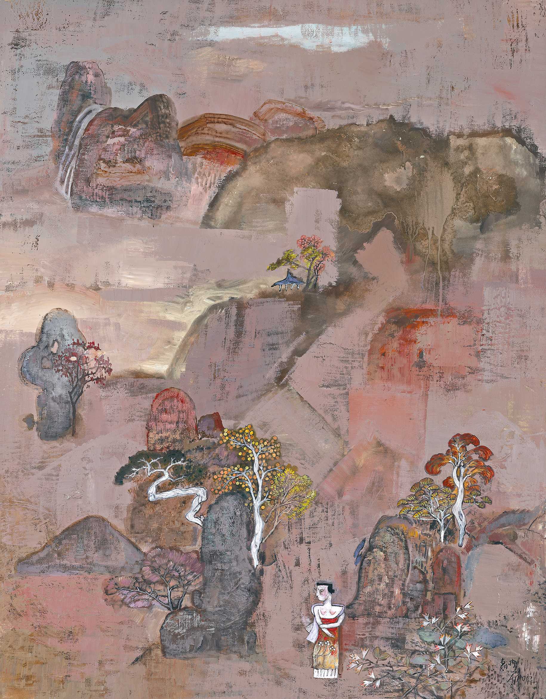 陳朝寶《溪山秋霄》 2012年 116×90公分 複合媒材、畫布