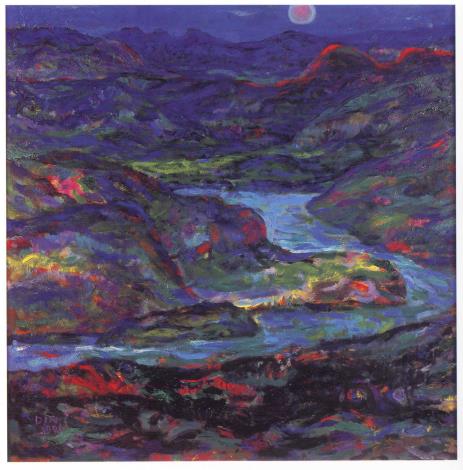 5_丁國富《山自朗潤水自流》 1996年 90×90公分 油彩、畫布