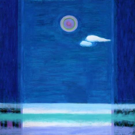 4_丁國富《海邊之月》 2001年100×100公分 油彩、畫布
