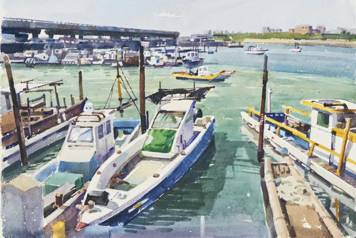 8_施南生《漁港》 2020年 38×56公分 水彩、畫紙