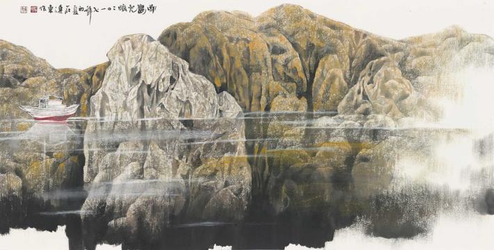 9_莊連東《孤島凝視——南島光痕》 2017年 69×135公分 繪、墨、彩、紙