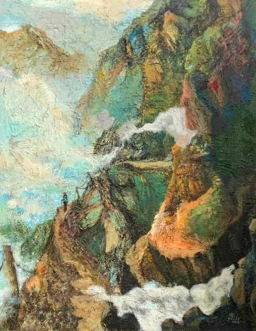 林純珠《漫漫山行》   2020年  116.5×91公分  油畫